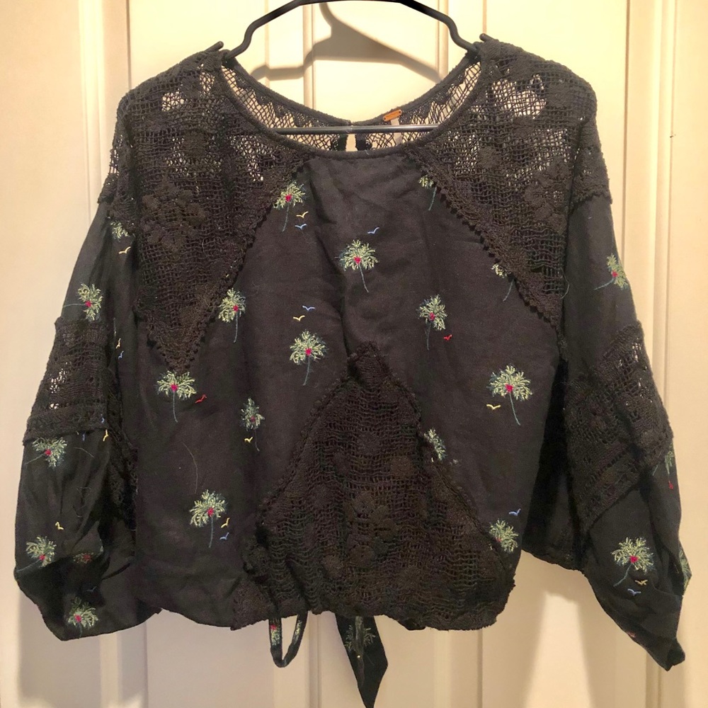 Free People Carolina Mindset Embroidered Top